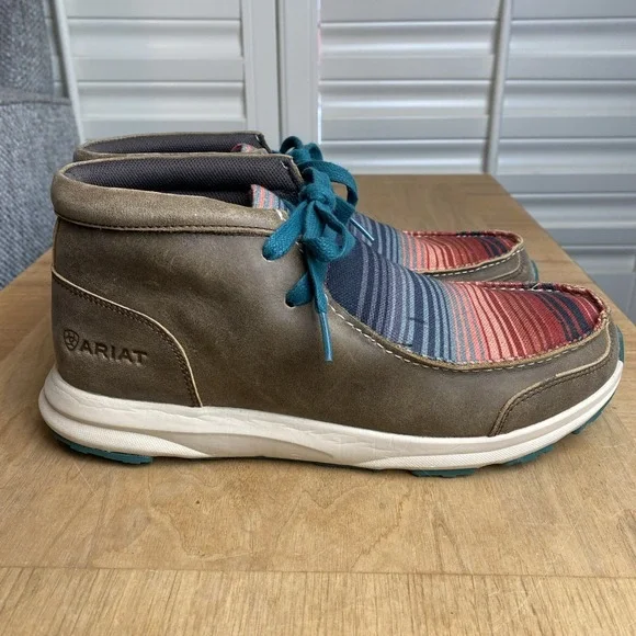 ARIAT SERAPE SPITFIRE BOOTS WOMENS ANKLE LEATHER CANVAS LACE UP SZ 8.5B Cowgirl - Picture 7 of 10